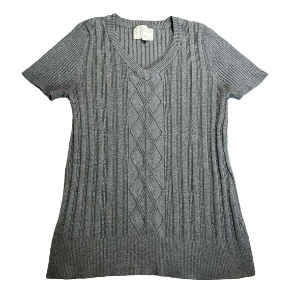 Debbie‎ Morgan cable knit short sleeve sweater top sz S - Picture 1 of 6